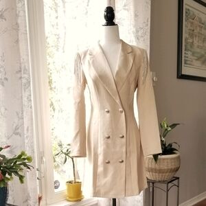 Glamaker Women's Dress Size S Crystal Tassel Office Short Dress Cream